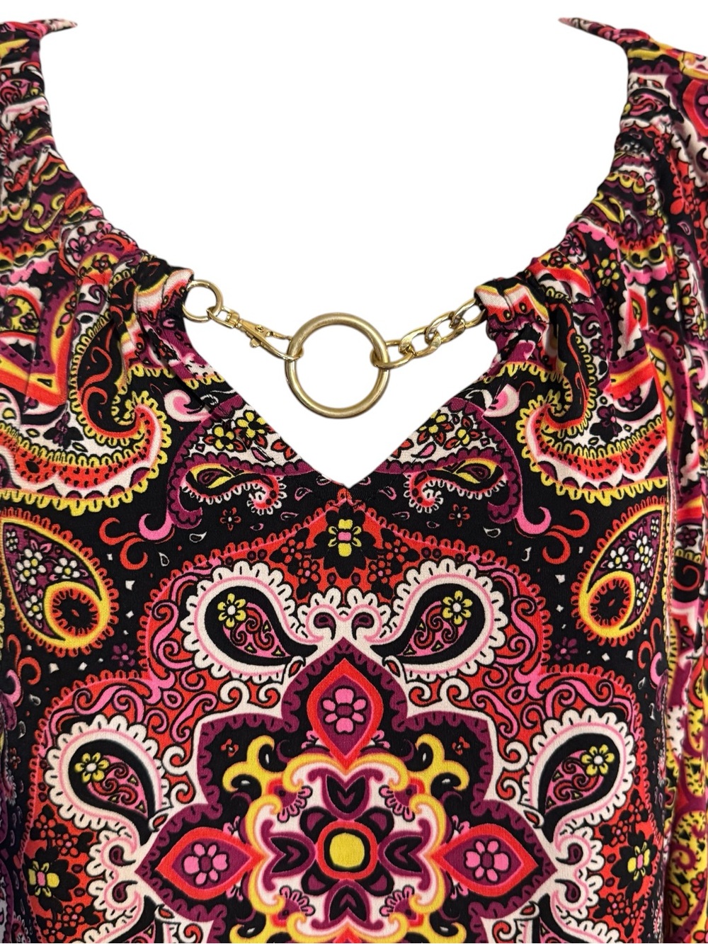 NWT Dana Buchman Multi-Color Print Ring-Neck Top XLARGE #14 - Picture 2 of 9